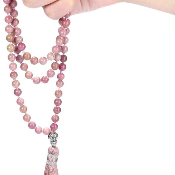 Womens 108 Mala Prayer Beads Wrap Necklace with Long Tassel Healing Crystal Ston - Picture 4 of 7